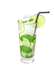 Photo of Delicious mojito in glass isolated on white