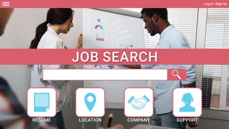 Homepage of employment website. Job search engine