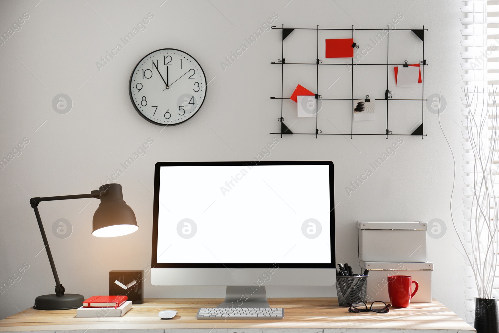 Image of Home workplace with modern computer and desk in room. Mockup for design