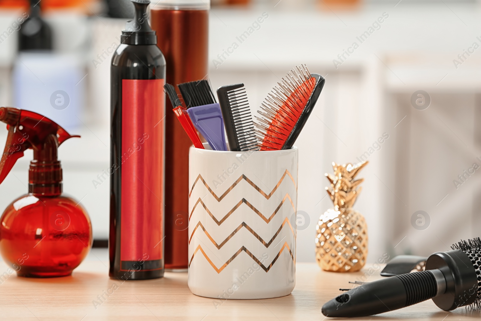 Photo of Professional hairdresser tools on table