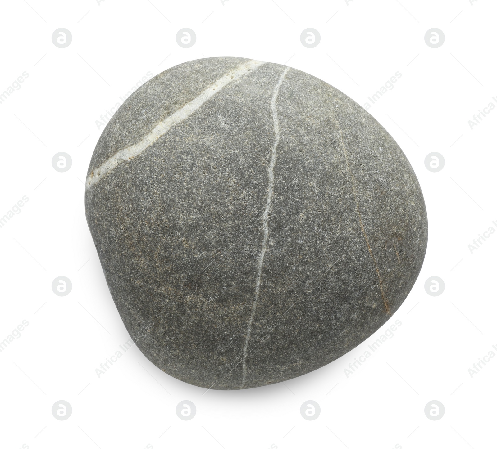 Photo of One grey stone isolated on white, top view