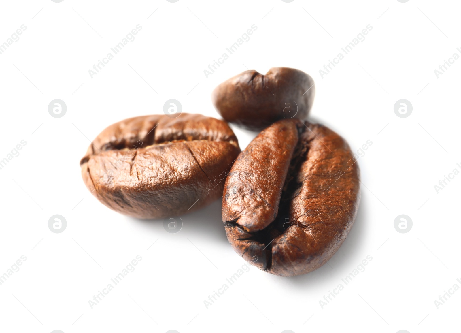 Photo of Fresh roasted coffee beans on white background