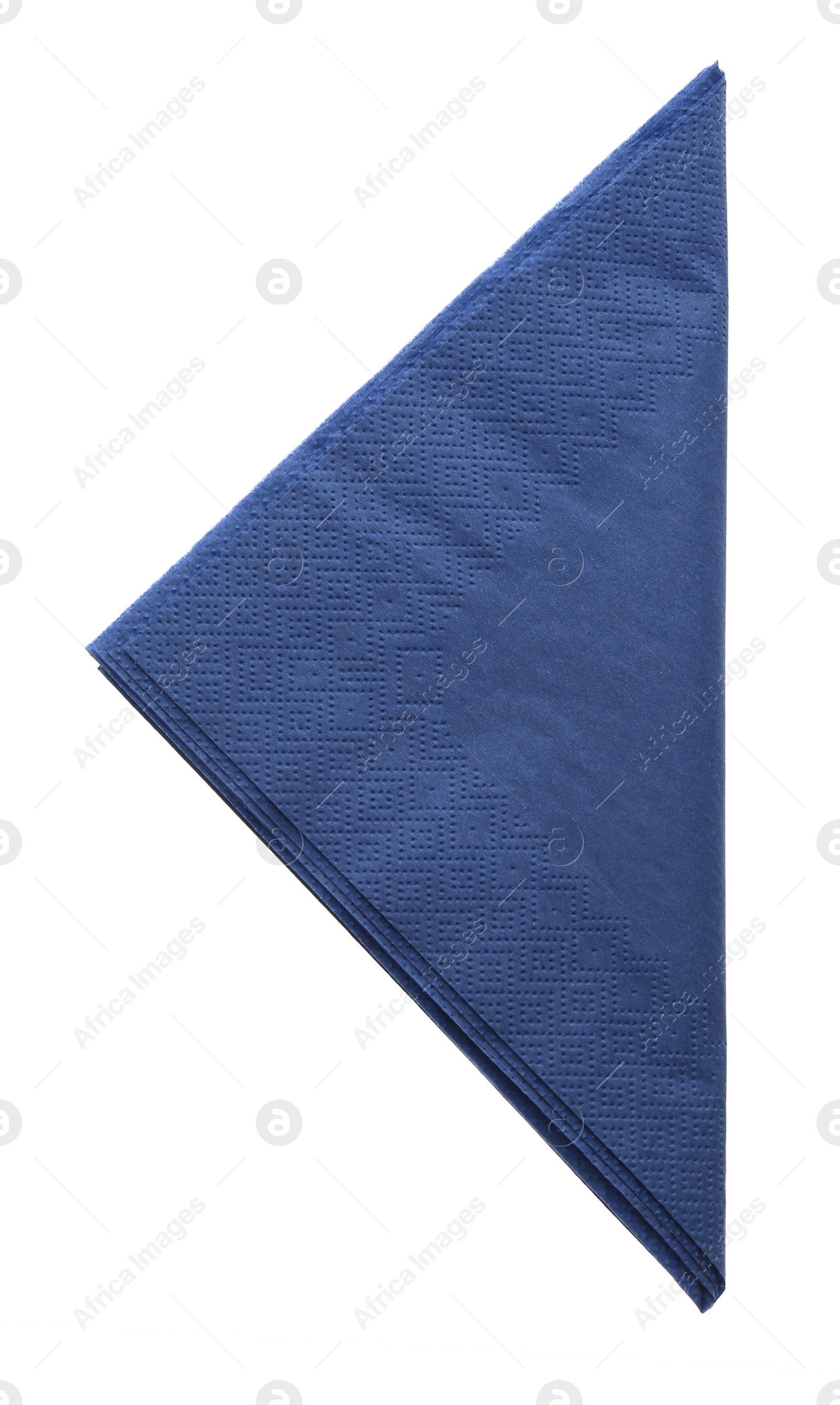 Photo of Folded blue clean paper tissue isolated on white, top view