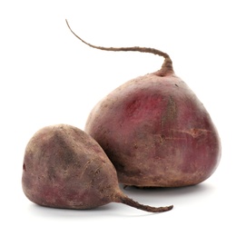 Photo of Organic beets on white background. Taproot vegetable