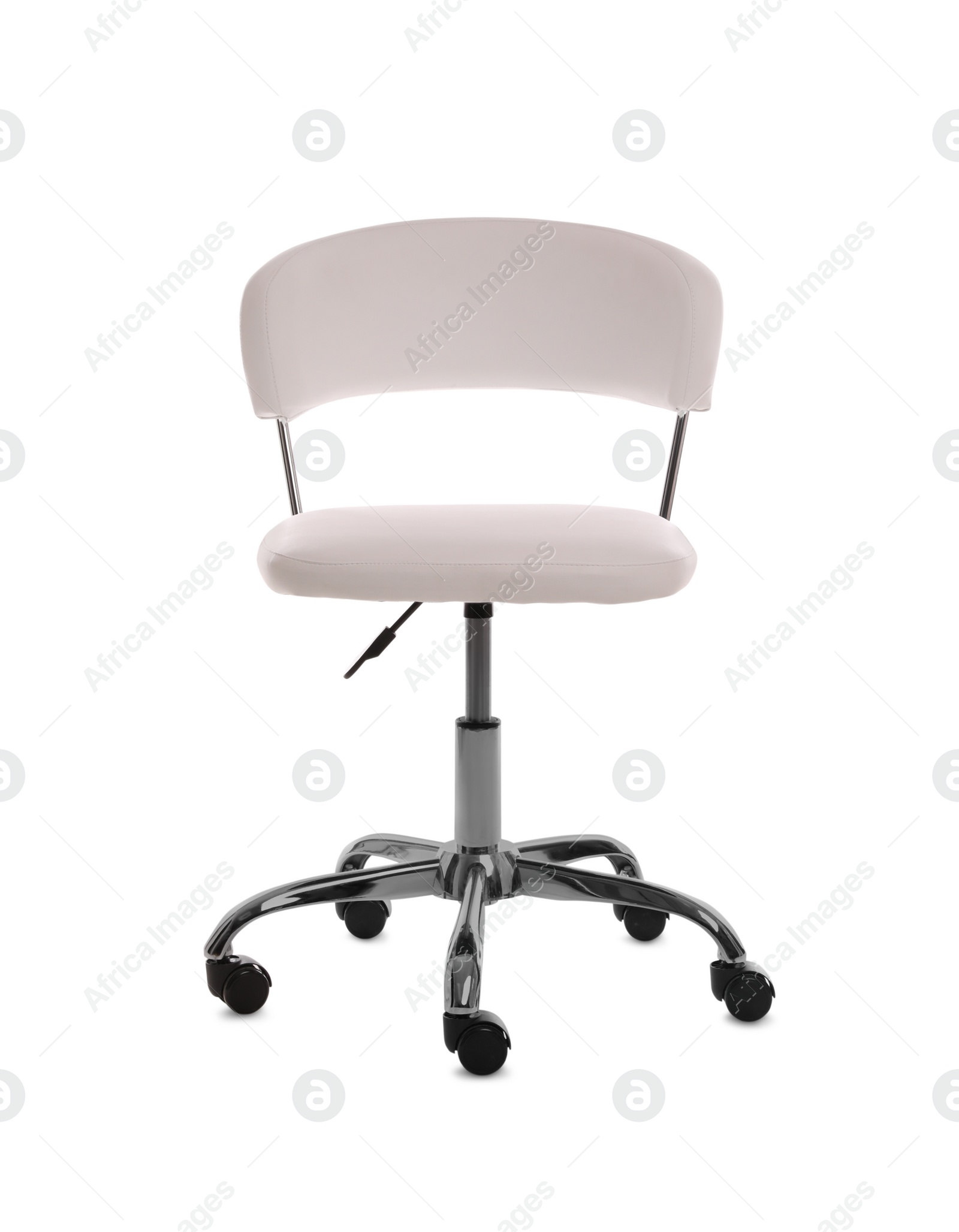 Photo of White leather office chair isolated on white