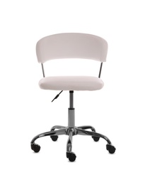 Photo of White leather office chair isolated on white