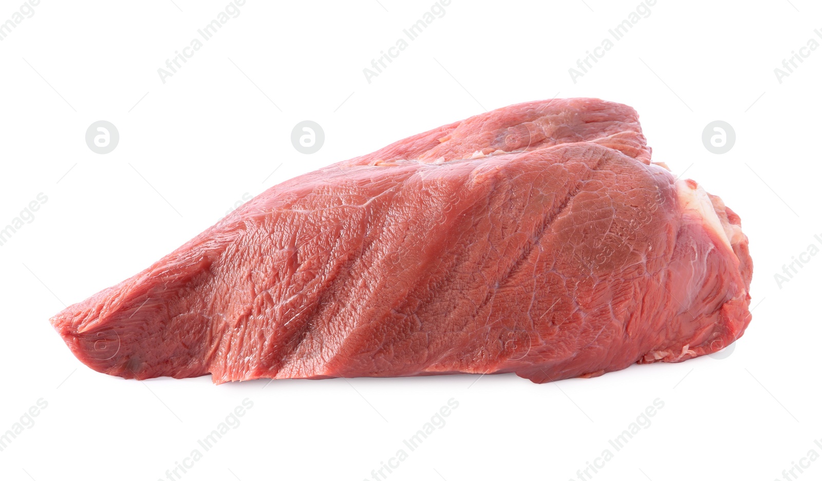 Photo of Piece of raw beef meat isolated on white