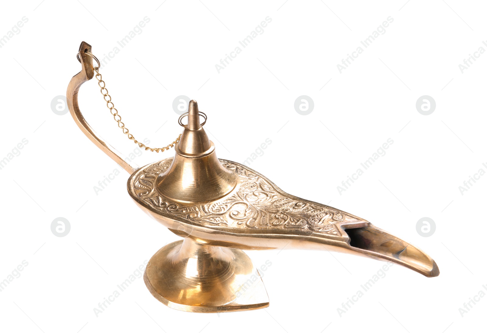 Photo of Aladdin lamp of wishes on white background