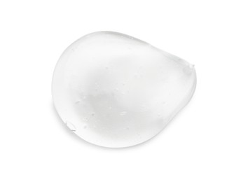 Drop of clear cosmetic gel isolated on white, top view