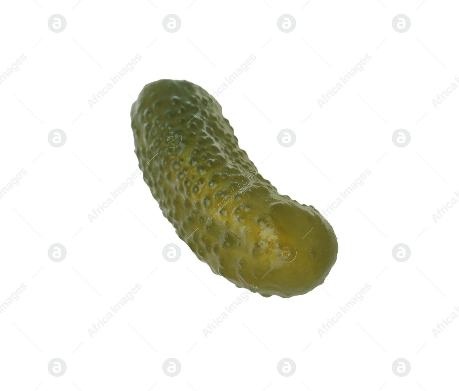 Photo of Tasty crunchy pickled cucumber isolated on white