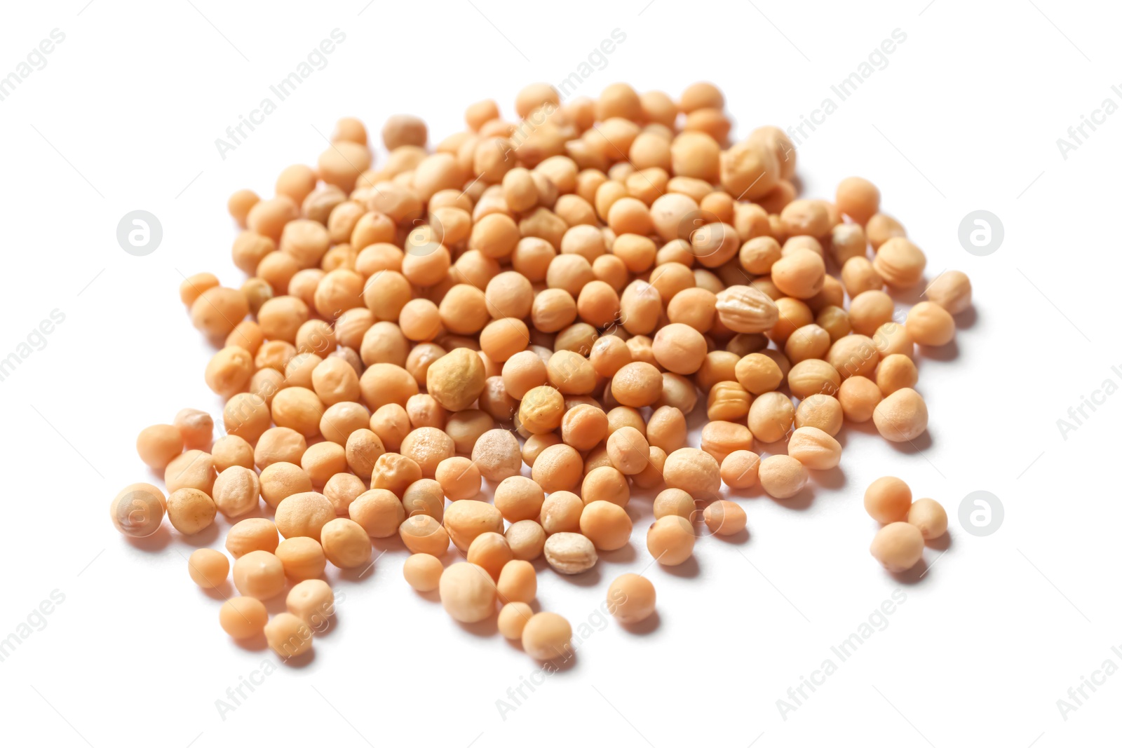 Photo of Many whole mustard seeds on white background