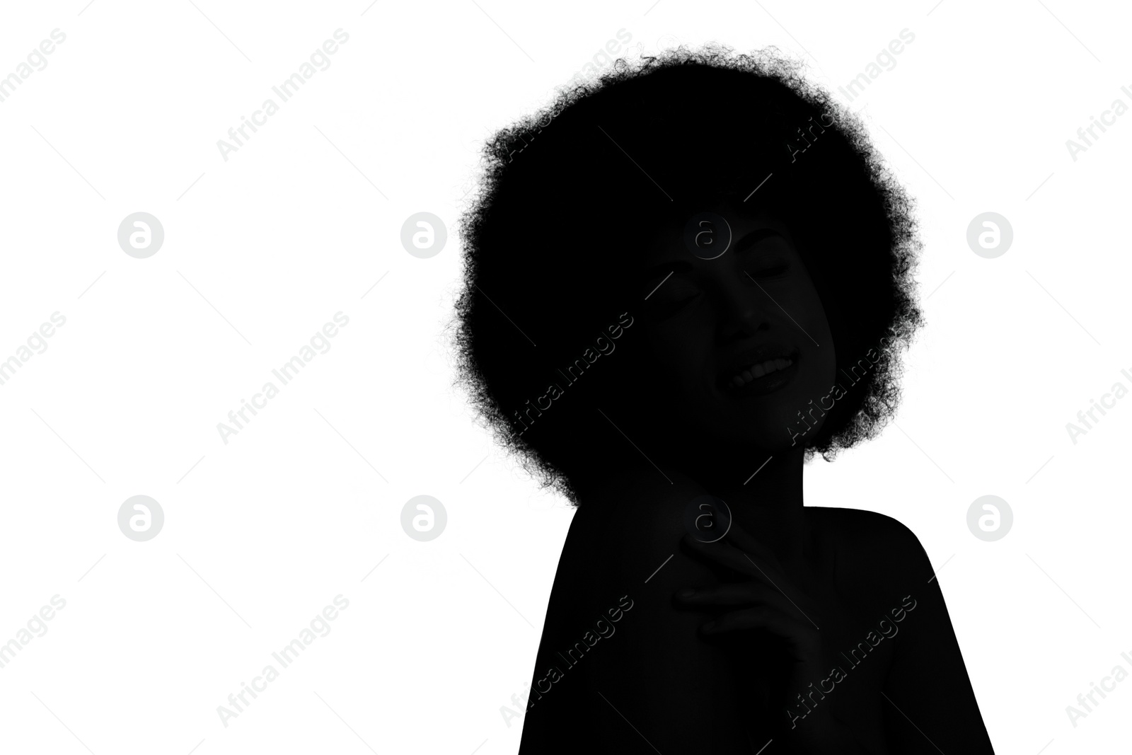 Image of Silhouette of one woman isolated on white