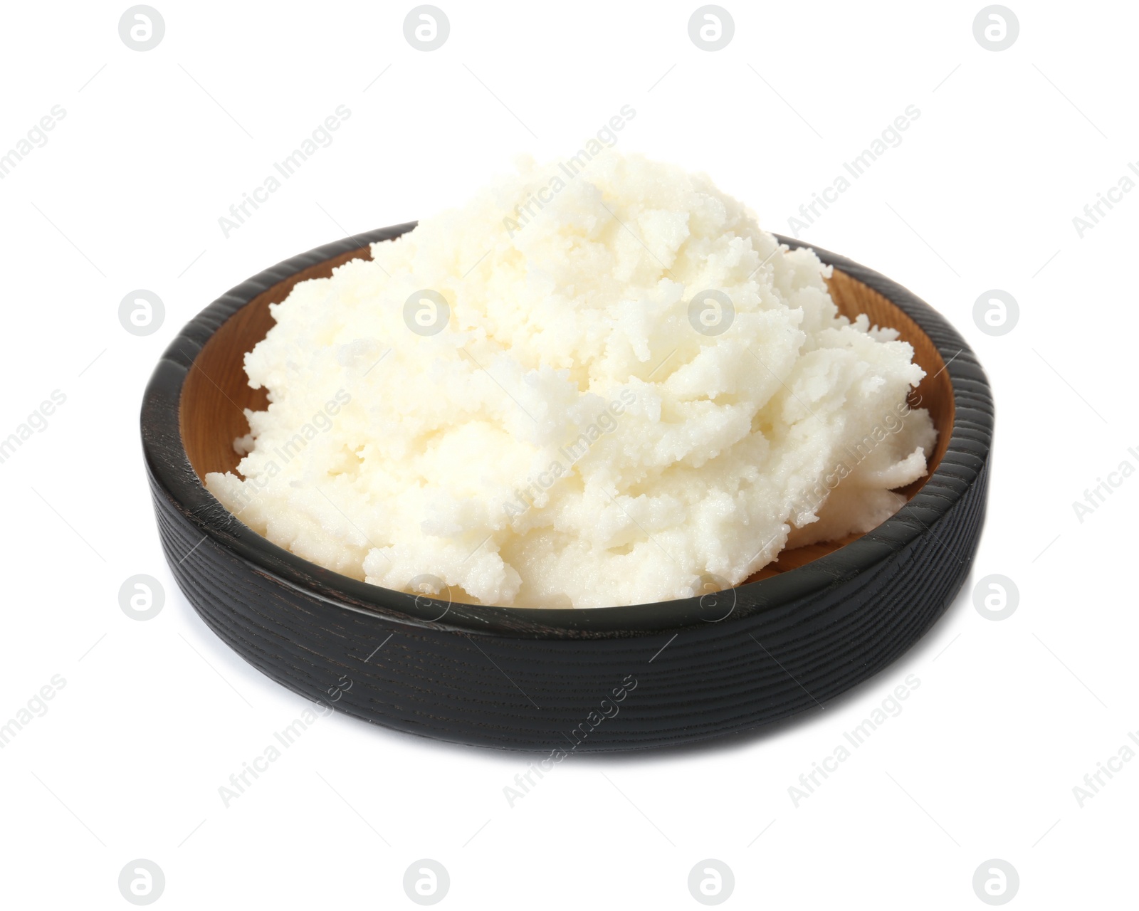 Photo of Shea butter in bowl isolated on white