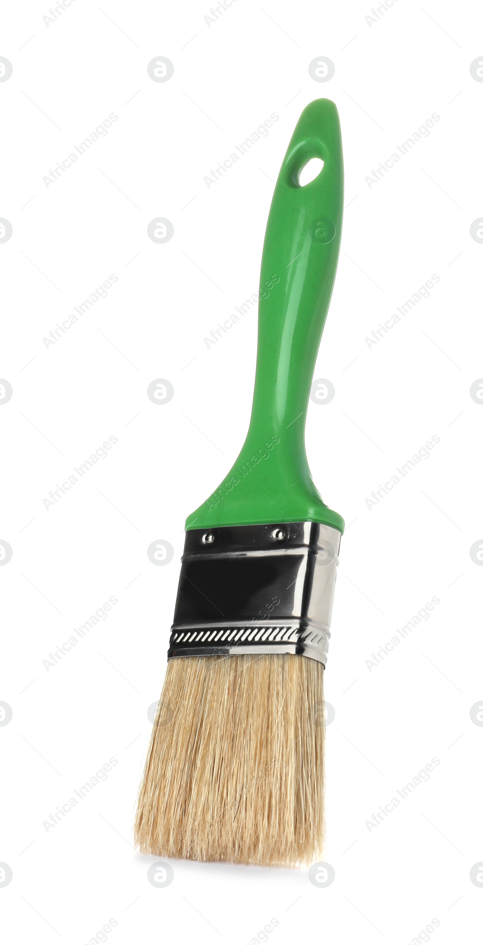 Photo of New paint brush on white background. Decorating tool