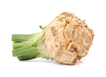 Photo of Fresh raw celery root isolated on white