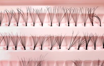 False eyelashes in pack, closeup