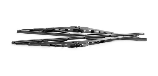 Photo of Pair of car windshield wipers on white background