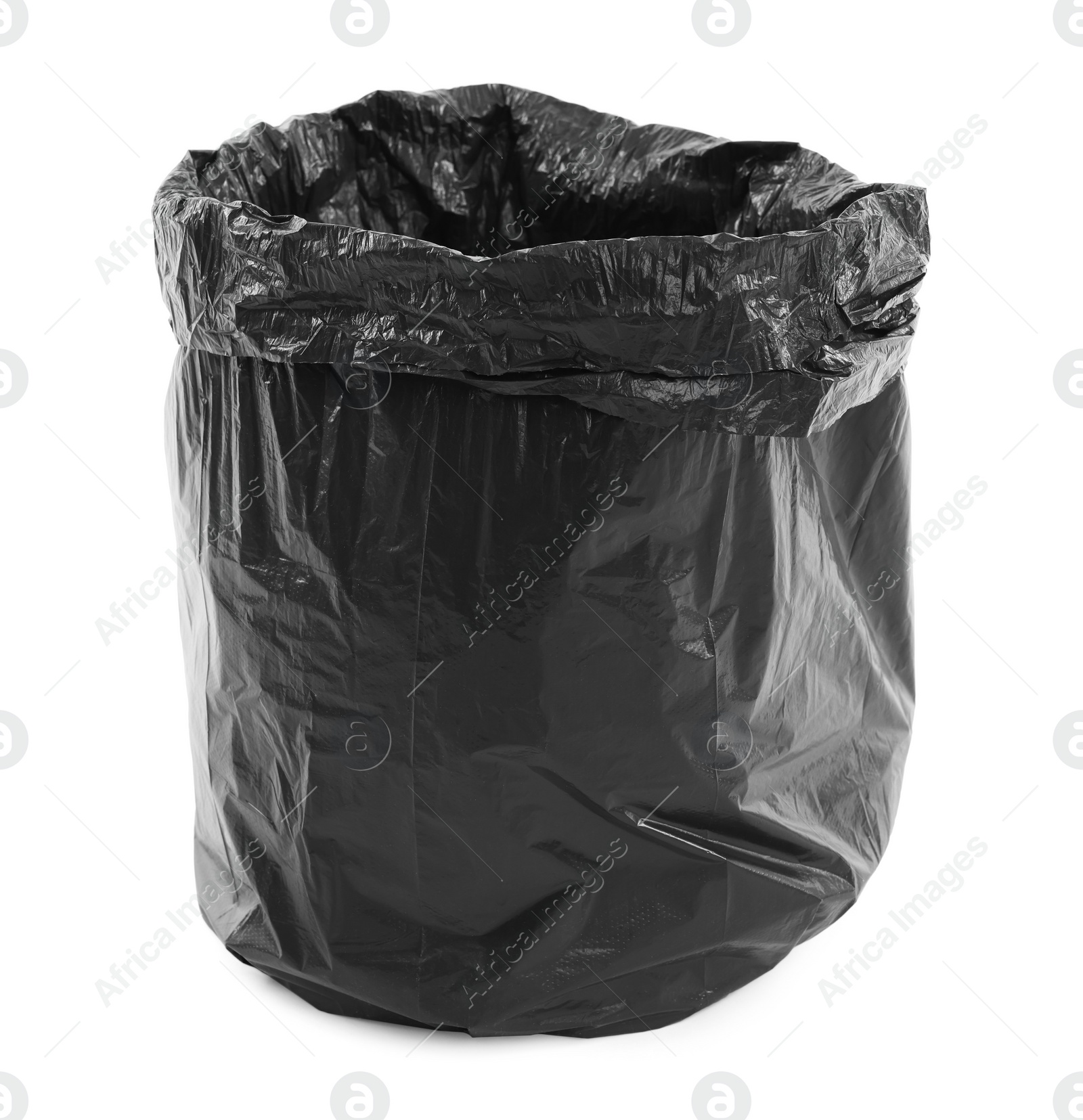 Photo of Black plastic garbage bag isolated on white