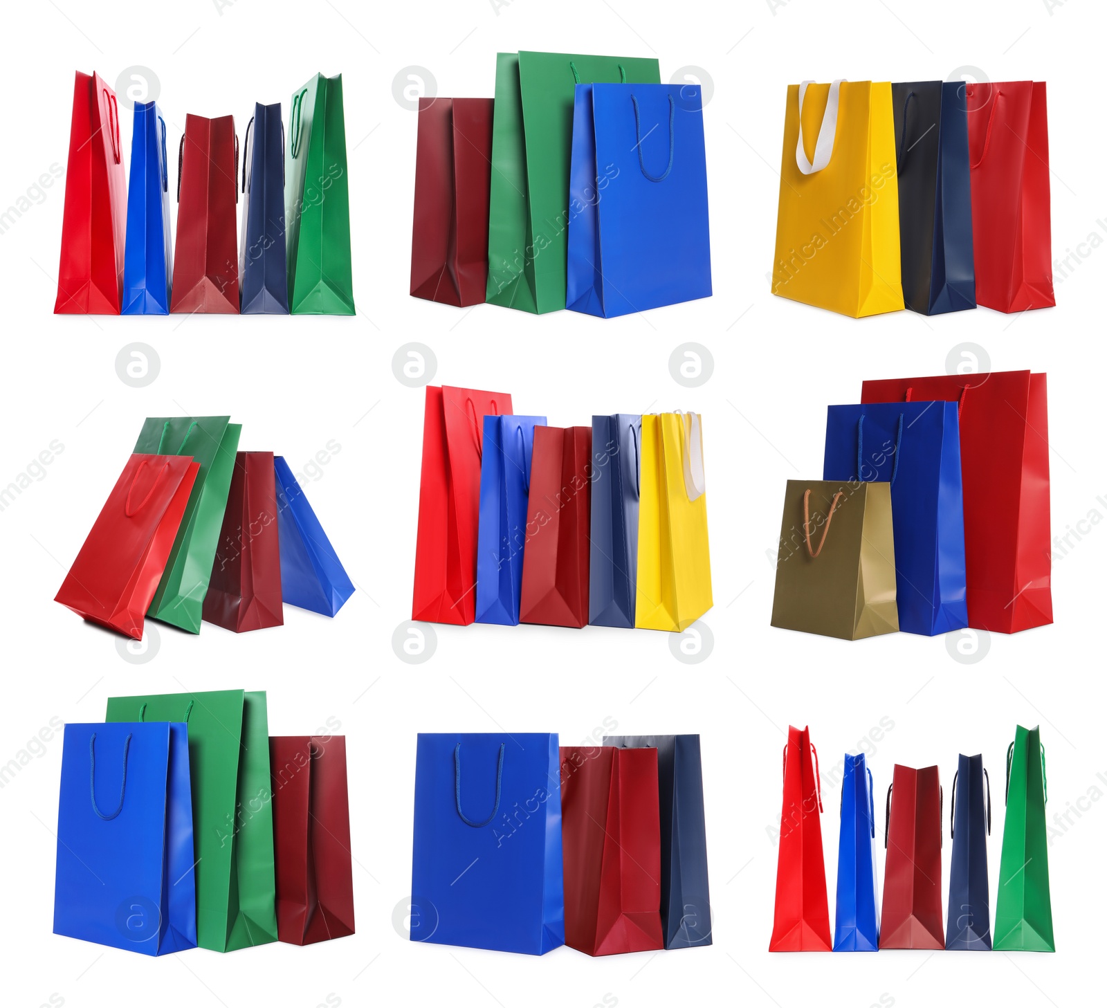 Image of Colorful shopping bags isolated on white, set