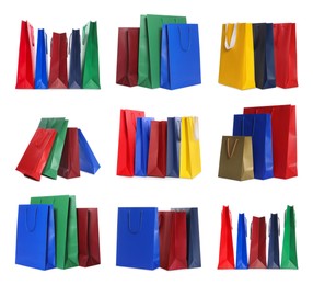 Image of Colorful shopping bags isolated on white, set