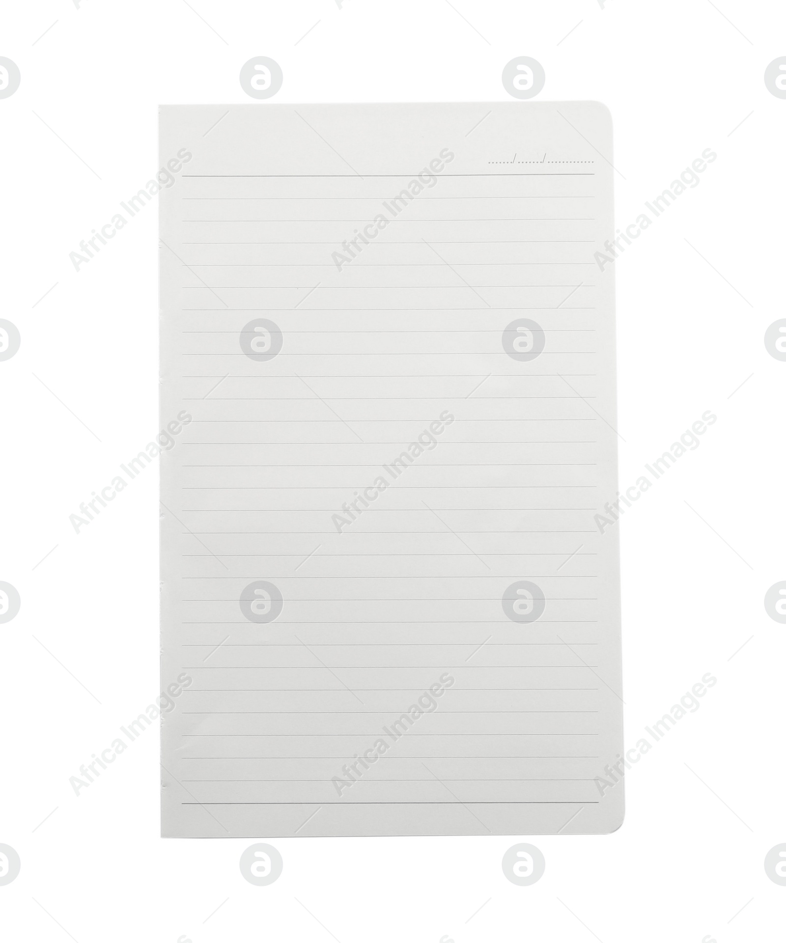 Photo of Lined notebook sheet isolated on white, top view