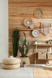 Photo of Room interior with stylish decor and console table