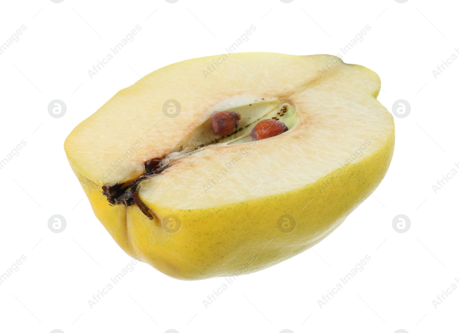 Photo of Half of fresh ripe quince isolated on white