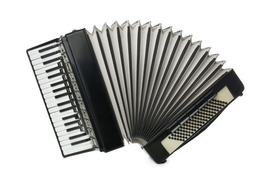 Photo of Piano accordion isolated on white. Musical instrument