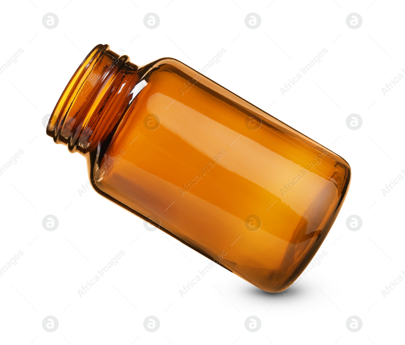 Photo of Blank glass pill bottle isolated on white