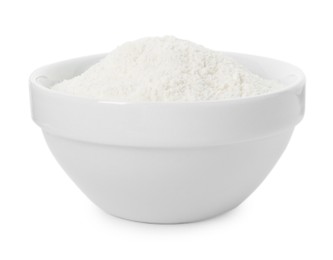 Baking powder in bowl isolated on white