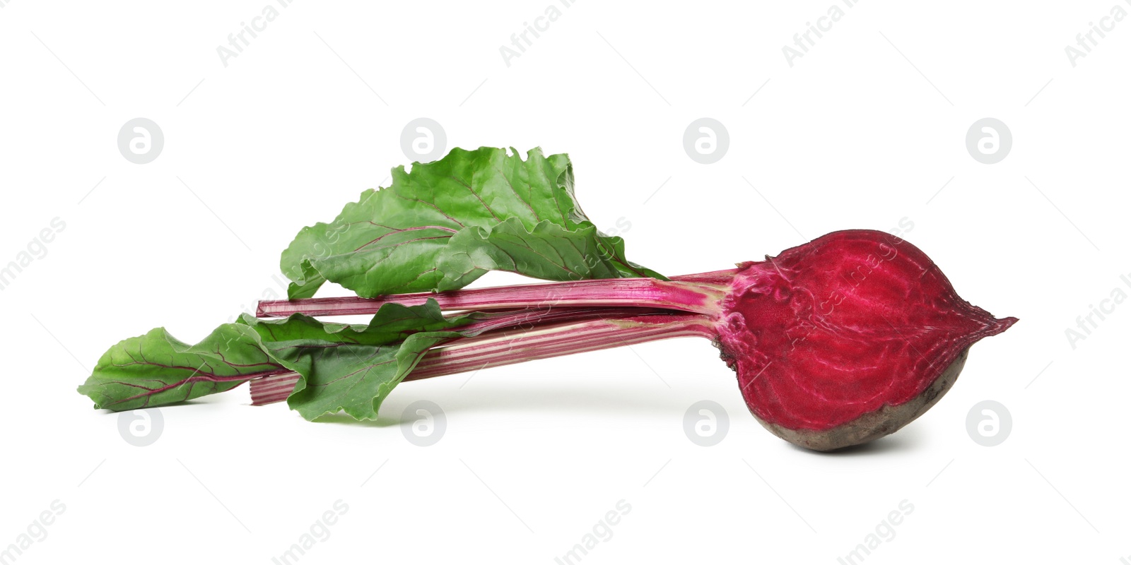 Photo of Half of raw ripe beet isolated on white