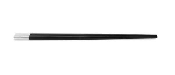 Photo of Pair of black chopsticks isolated on white