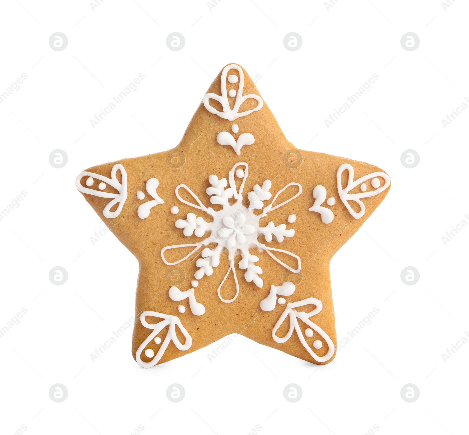 Photo of Tasty star shaped Christmas cookie isolated on white