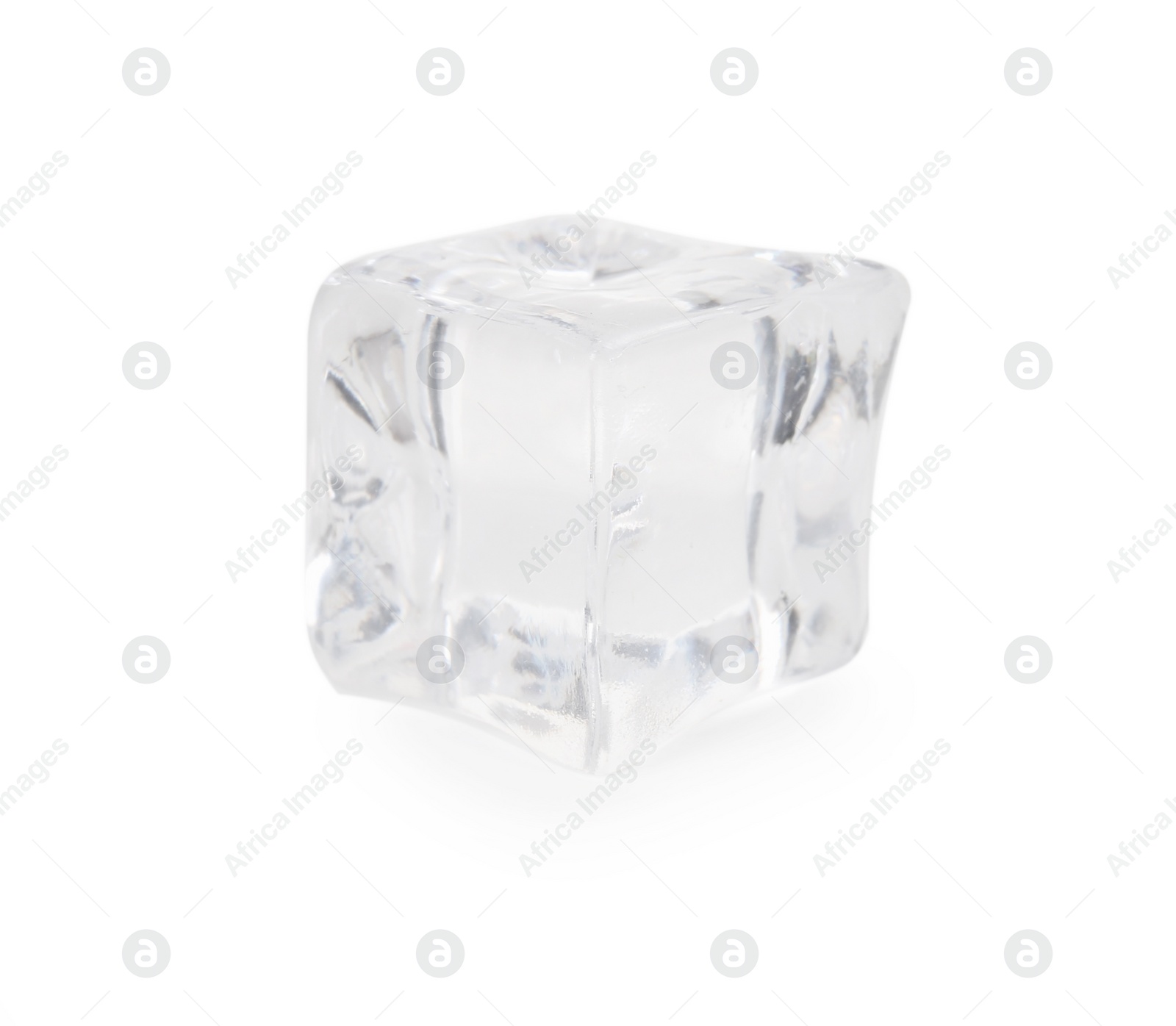 Photo of One crystal clear ice cube isolated on white