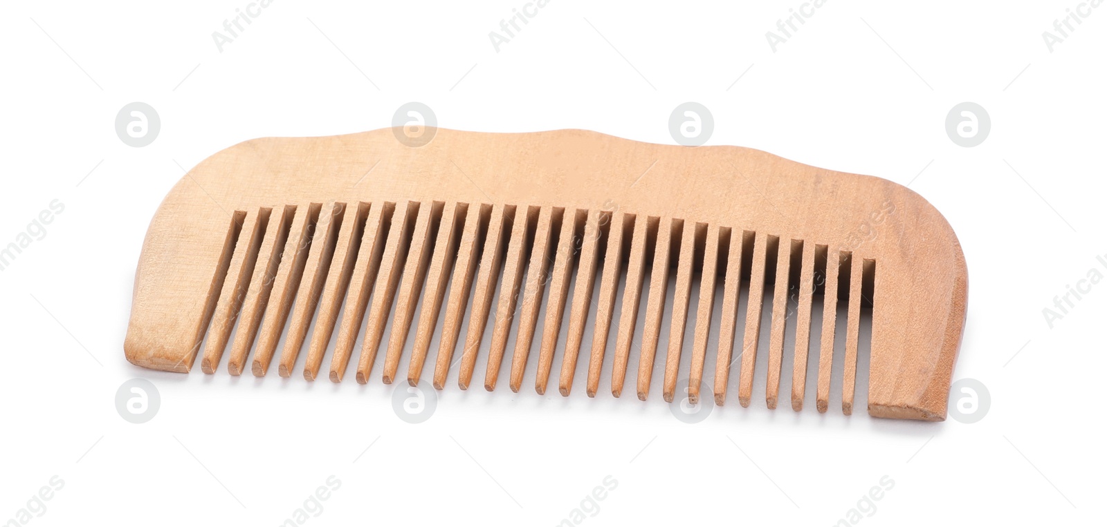 Photo of New wooden hair comb isolated on white