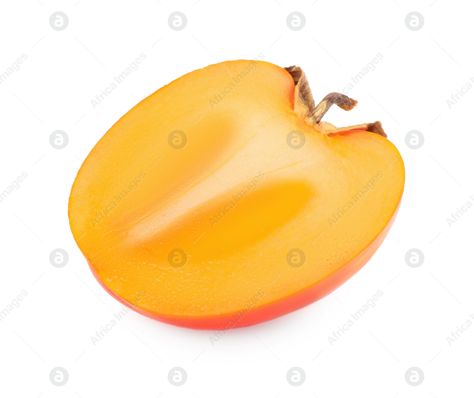 Photo of Piece of fresh persimmon fruit isolated on white