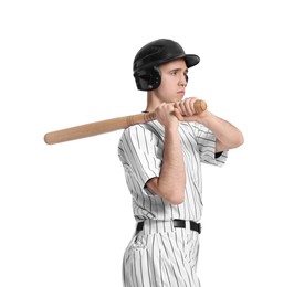 Photo of Baseball player with bat on white background