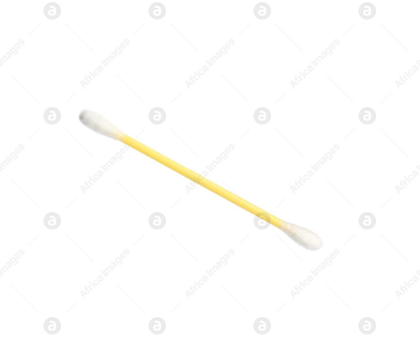 Photo of New clean cotton swab on white background