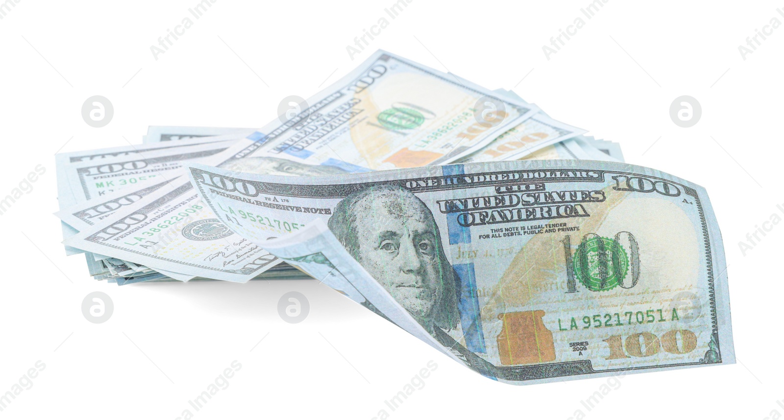 Photo of Dollar banknotes isolated on white. American national currency