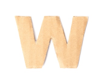 Letter W made of cardboard on white background