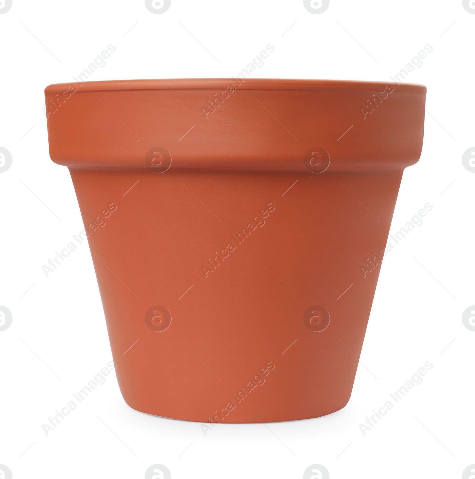 Photo of One clay flower pot isolated on white