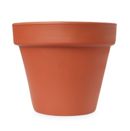 One clay flower pot isolated on white