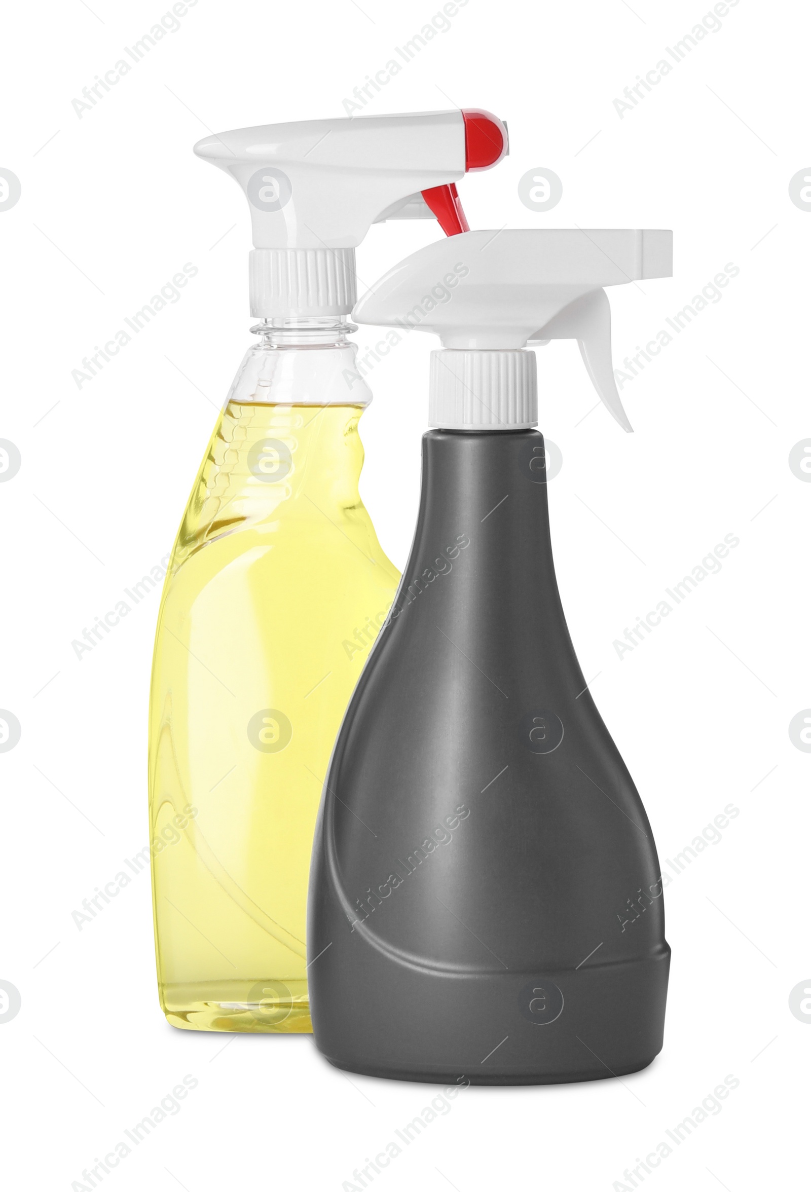 Photo of Two plastic spray bottles isolated on white