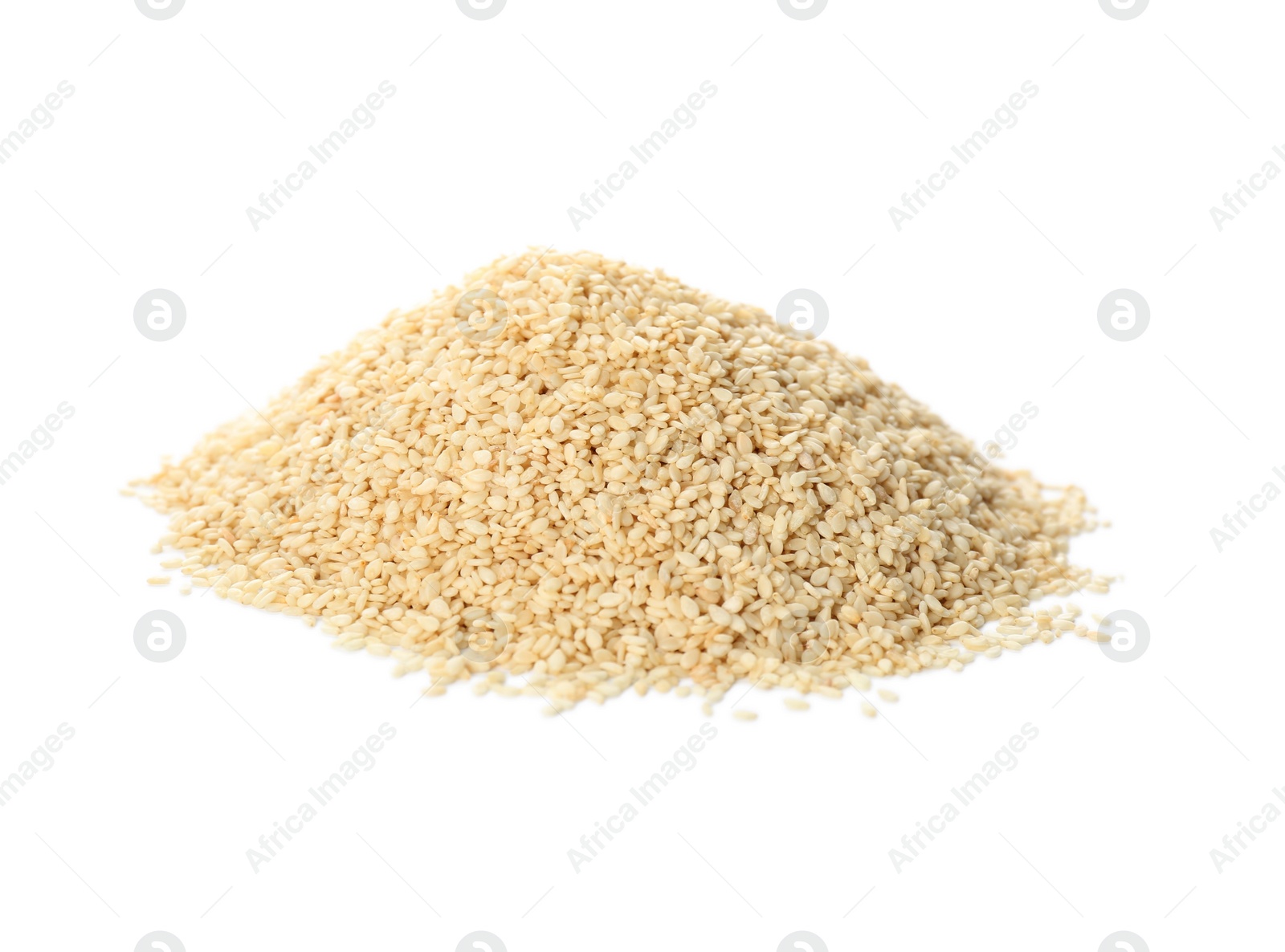 Photo of Pile of sesame seeds on white background