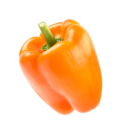 Photo of Ripe orange bell pepper isolated on white