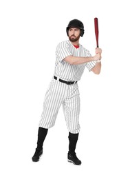Photo of Baseball player taking swing with bat on white background