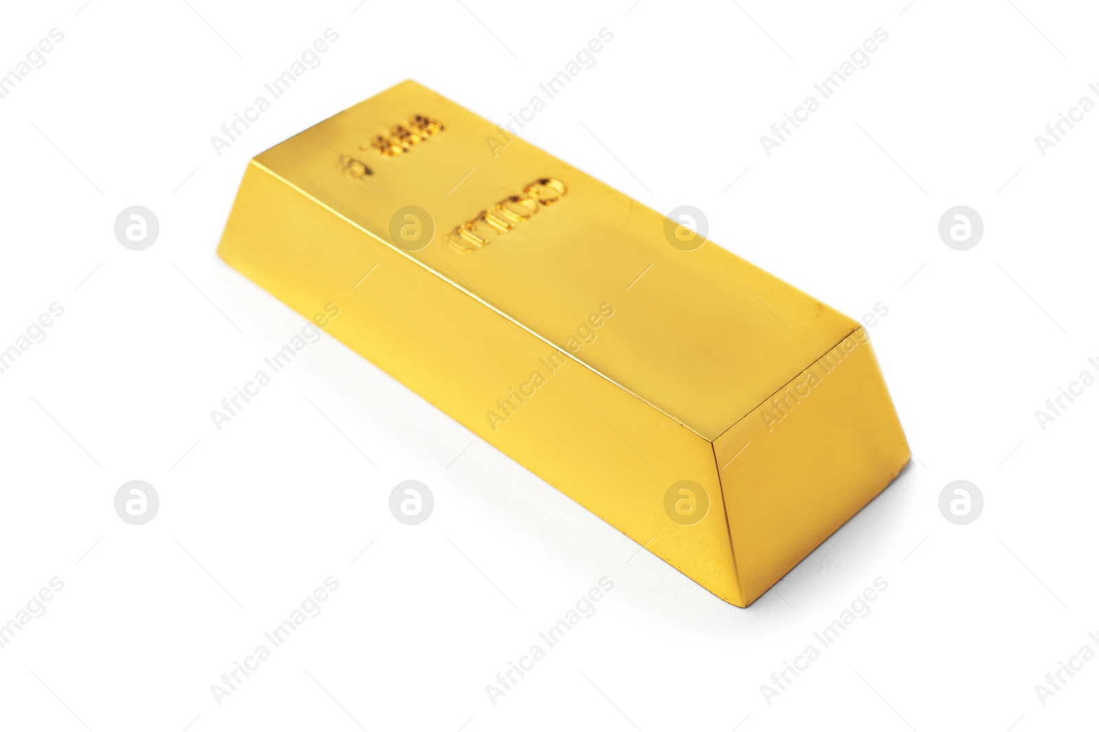 Photo of Precious shiny gold bar on white background