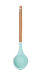 Ladle with wooden handle isolated on white. Kitchen utensil