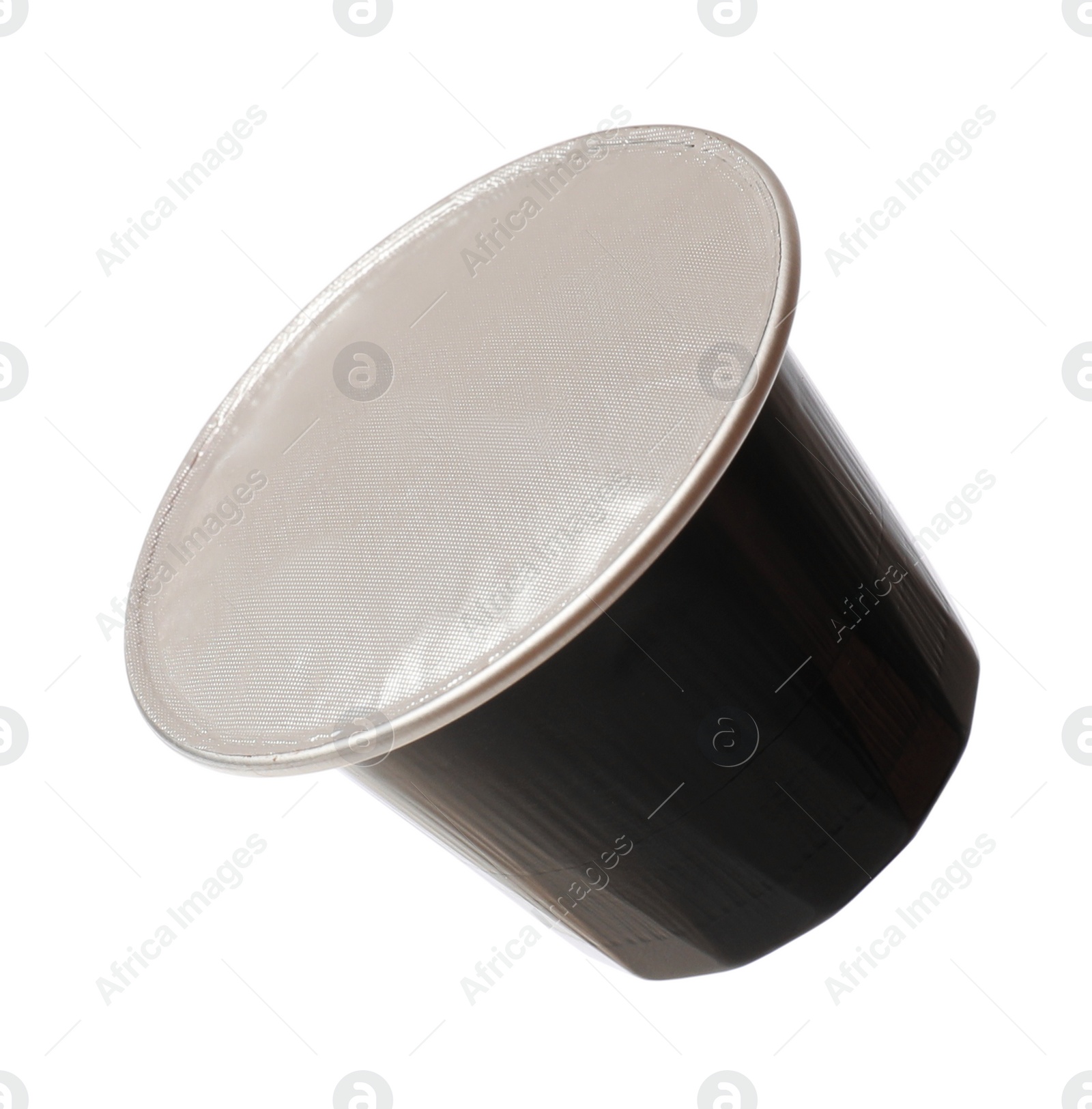 Photo of One plastic coffee capsule isolated on white