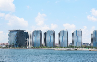 Beautiful view of city on sea shore